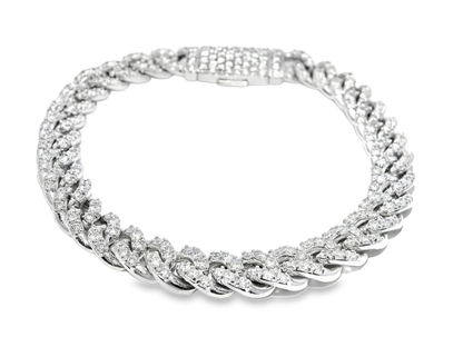 4.40CT Diamond Chain Link Bracelet 14k White Gold