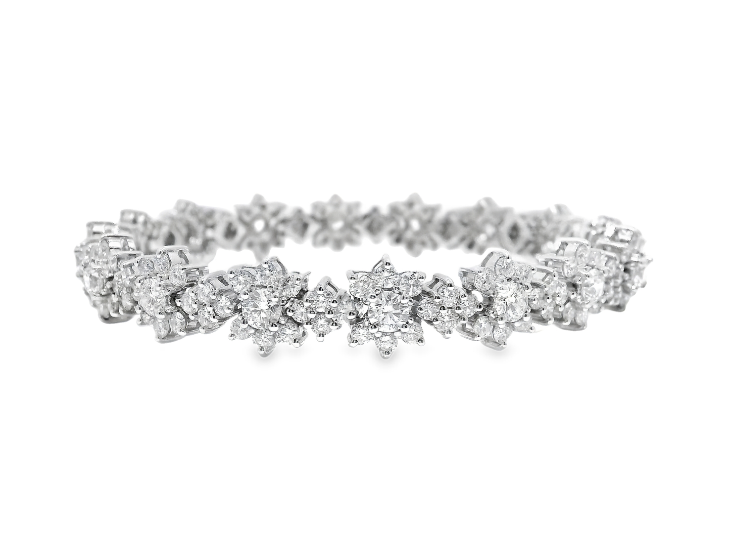 9.84CT Diamond Flower Bracelet 18k White Gold