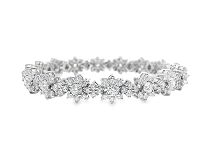9.84CT Diamond Flower Bracelet 18k White Gold