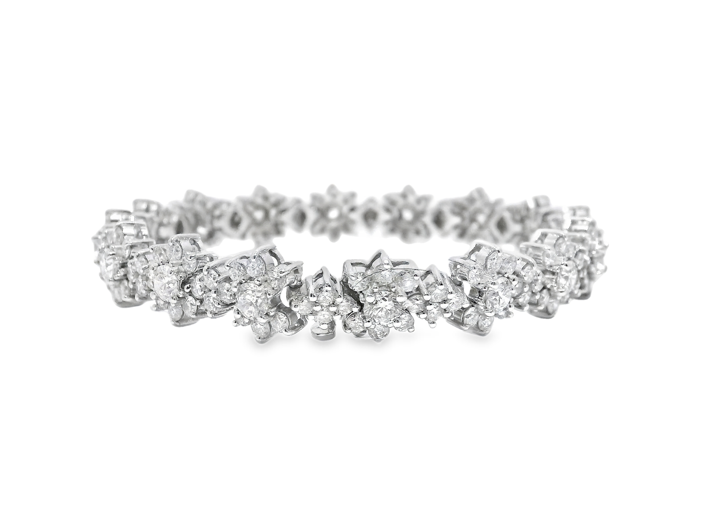 9.84CT Diamond Flower Bracelet 18k White Gold