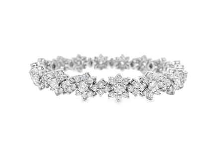 9.84CT Diamond Flower Bracelet 18k White Gold