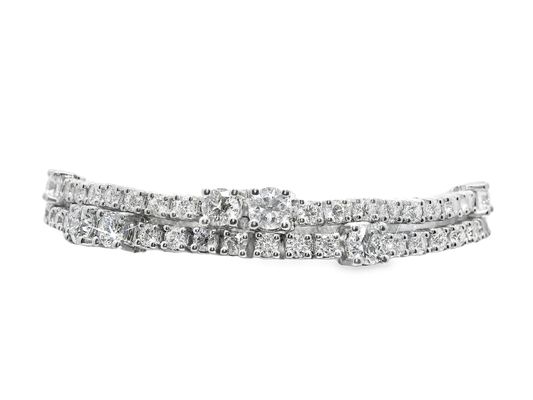 8.67CT Diamond Tennis 2 Row Bracelet 18k White Gold