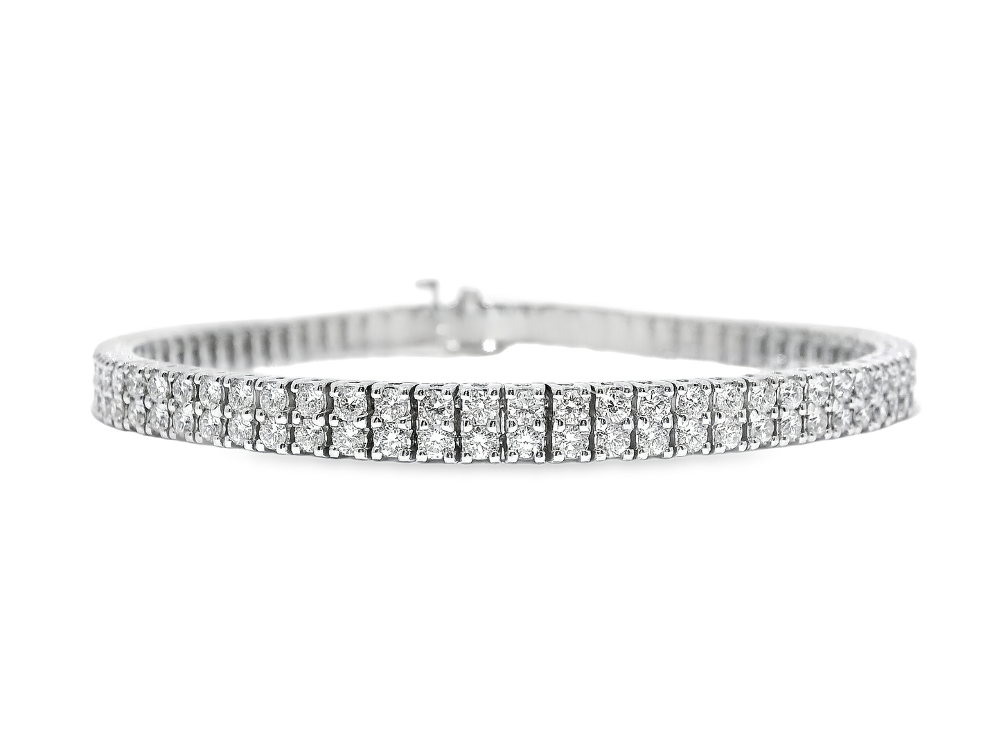 4.32CT Diamond 2 Row Tennis Bracelet 14k White Gold