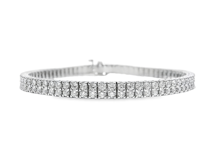 4.32CT Diamond 2 Row Tennis Bracelet 14k White Gold