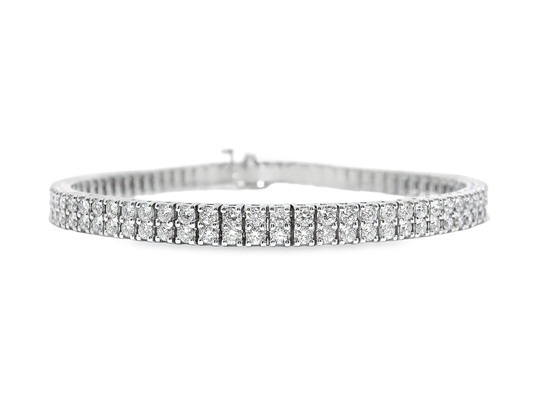 4.32CT Diamond 2 Row Tennis Bracelet 14k White Gold