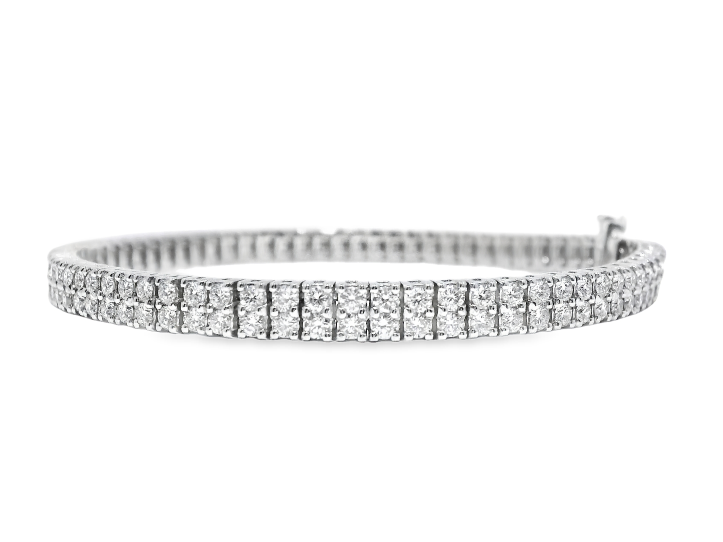 4.32CT Diamond 2 Row Tennis Bracelet 14k White Gold
