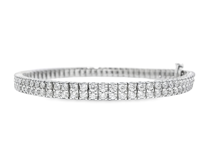 4.32CT Diamond 2 Row Tennis Bracelet 14k White Gold