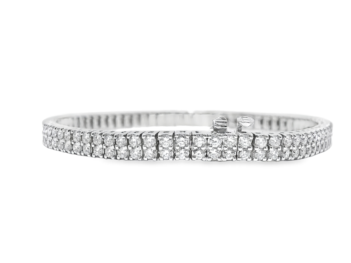 4.32CT Diamond 2 Row Tennis Bracelet 14k White Gold