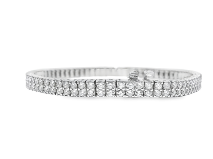 4.32CT Diamond 2 Row Tennis Bracelet 14k White Gold