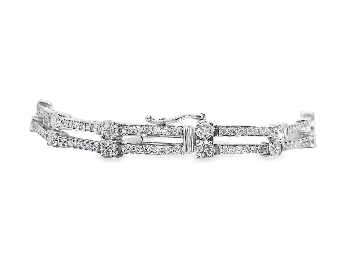5.44CT Diamond 2 Row Bracelet 14k White Gold