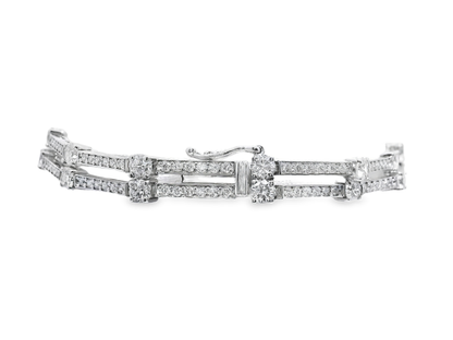 5.44CT Diamond 2 Row Bracelet 14k White Gold