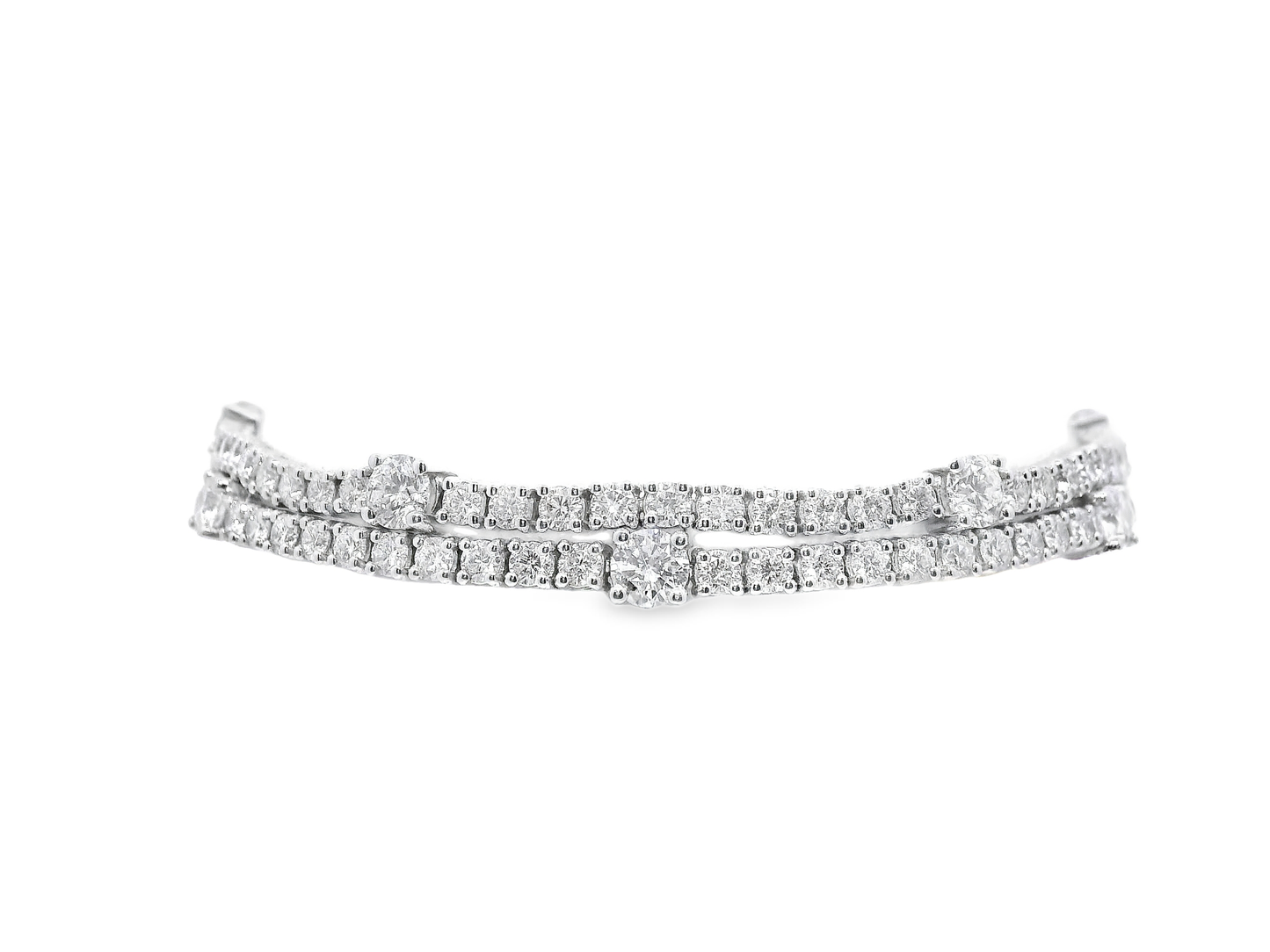 7.56CT Diamond 2 Row Tennis Necklace 14k White Gold