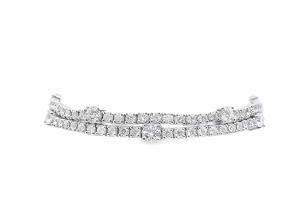 7.56CT Diamond 2 Row Tennis Necklace 14k White Gold