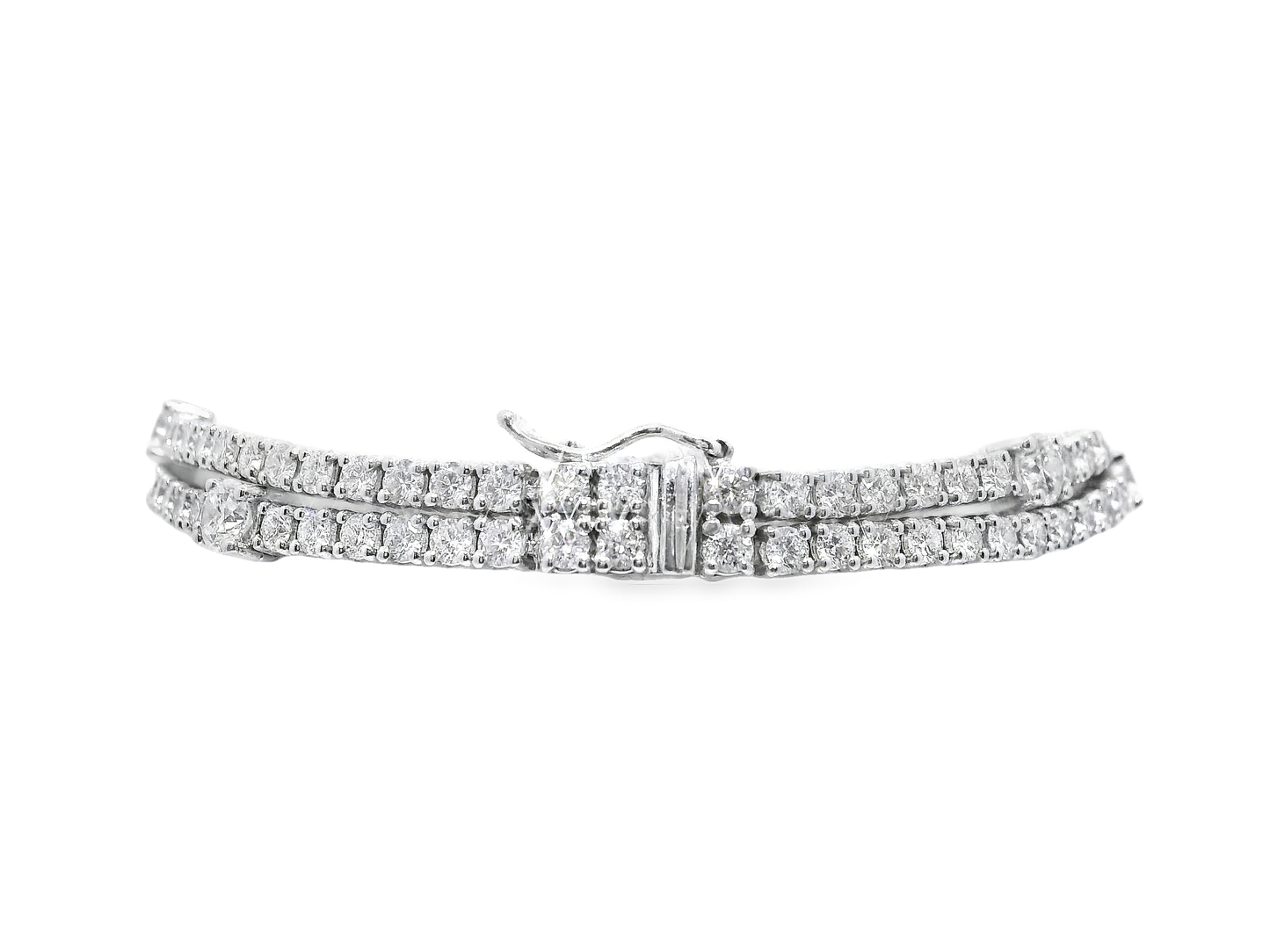 7.56CT Diamond 2 Row Tennis Necklace 14k White Gold