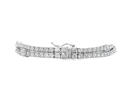 7.56CT Diamond 2 Row Tennis Necklace 14k White Gold