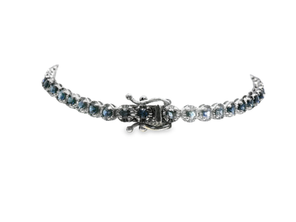 0.31CT Diamond 3.15CT Blue Sapphire Bracelet 18k White Gold