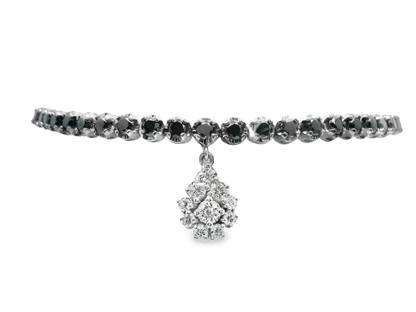 0.32CT Diamond 3.47CT Black Diamond Bracelet 18k White Gold