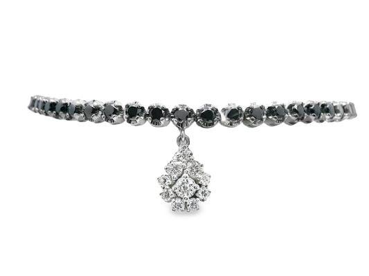 0.32CT Diamond 3.47CT Black Diamond Bracelet 18k White Gold