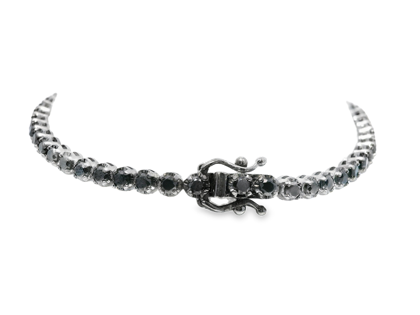 0.32CT Diamond 3.47CT Black Diamond Bracelet 18k White Gold