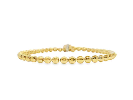 Plain Beaded Bracelet 14k Yellow Gold