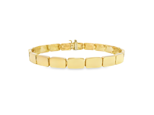 Plain Rectangle Shape 14k Yellow Gold Bracelet
