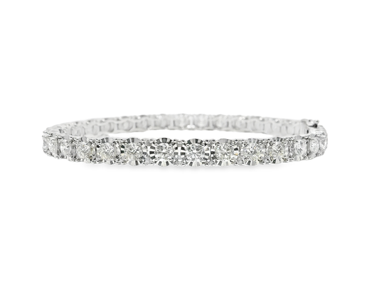 6.41CT Diamond Bangle 18k White Gold