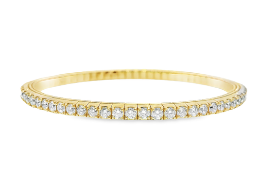 4.37CT Diamond Stretch Bangle 14k Yellow Gold