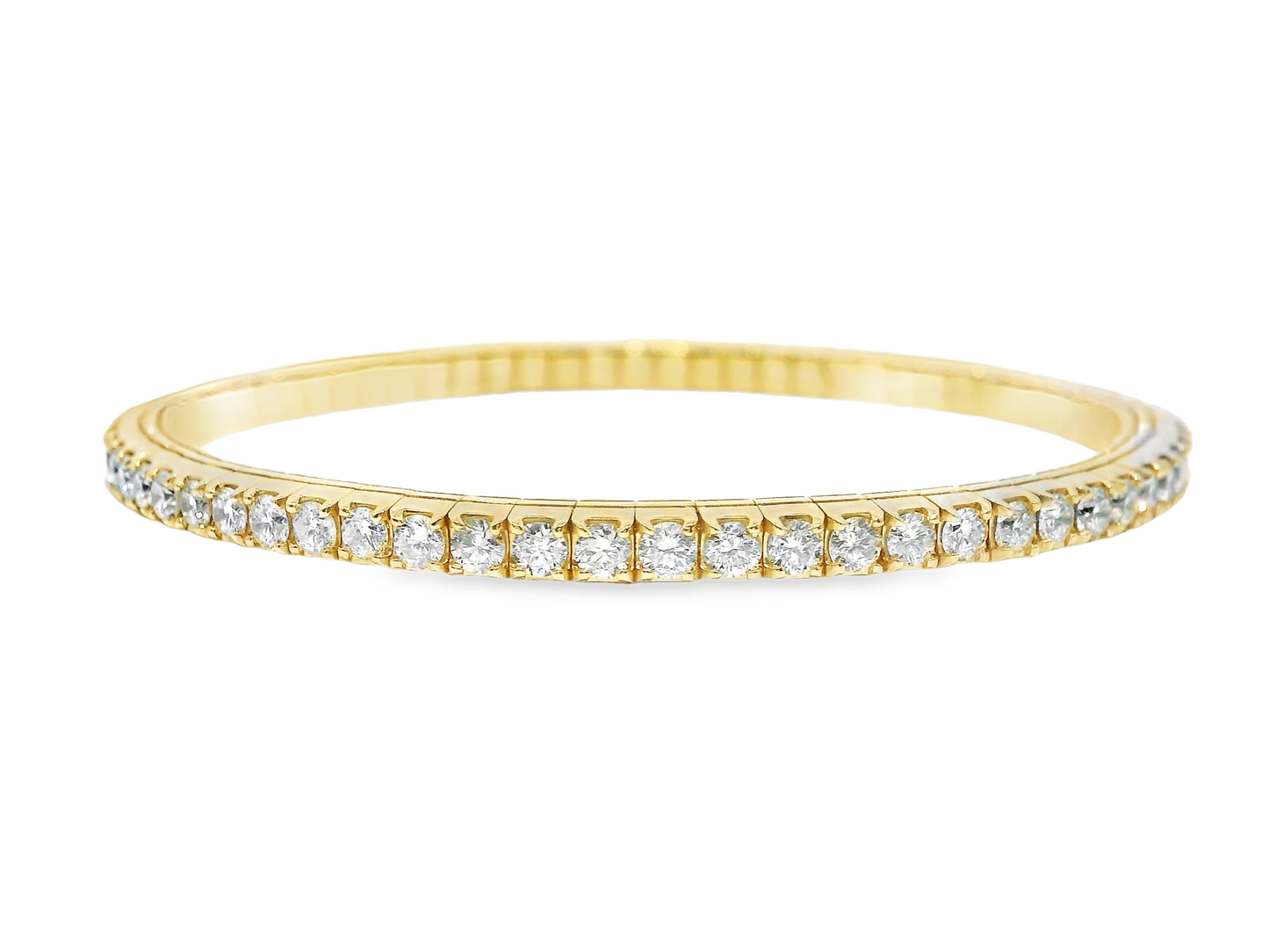 4.37CT Diamond Stretch Bangle 14k Yellow Gold