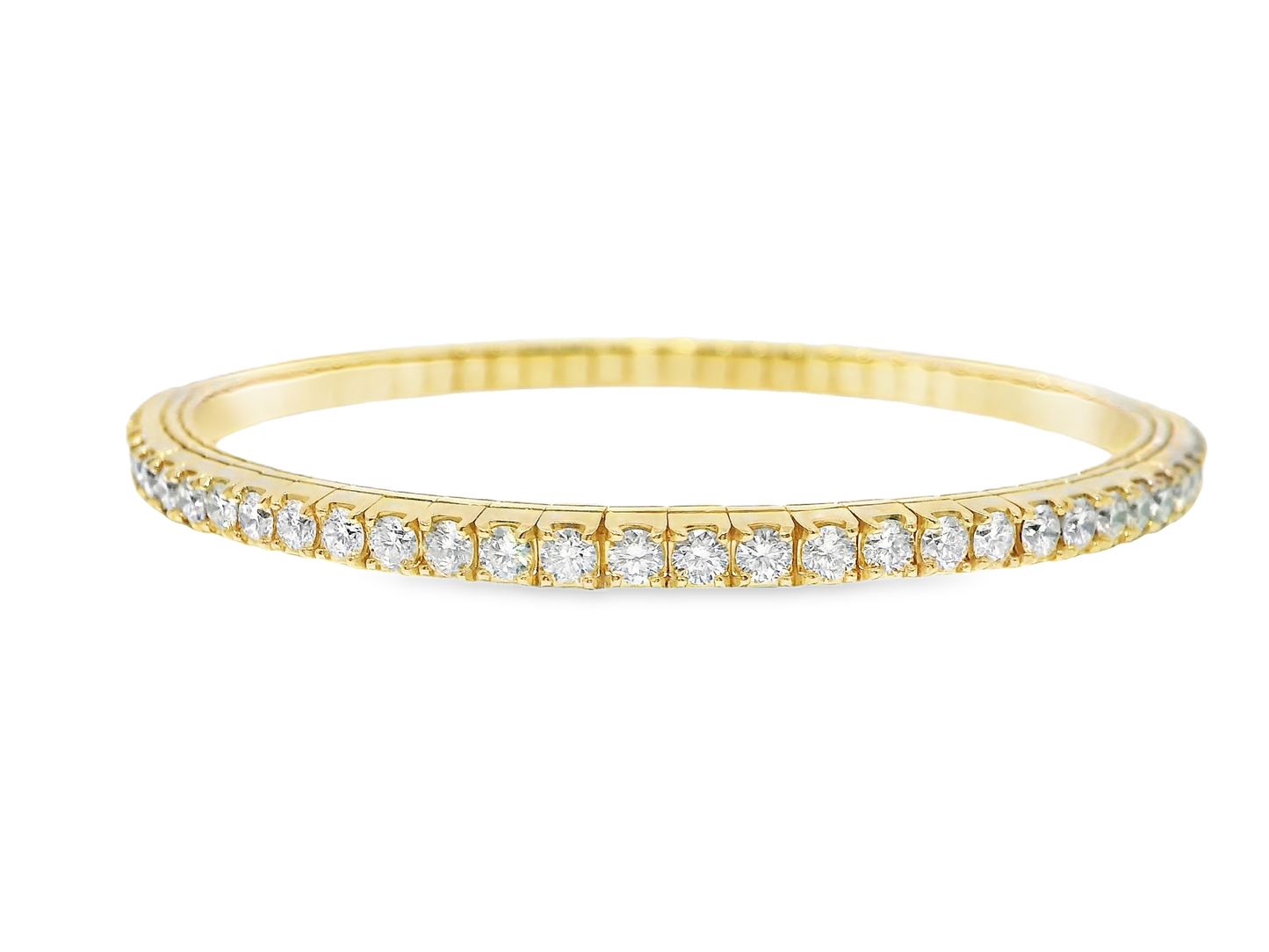 4.37CT Diamond Stretch Bangle 14k Yellow Gold