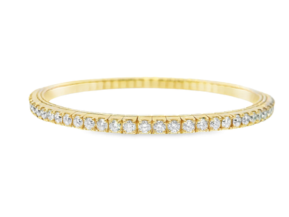 4.37CT Diamond Stretch Bangle 14k Yellow Gold