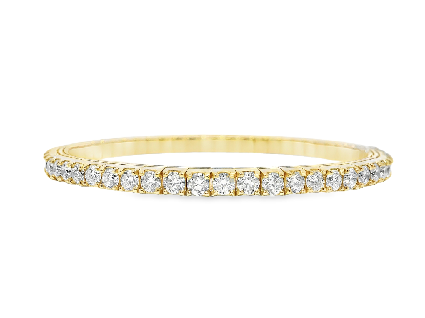 7.17CT Diamond Stretch Bangle 14k Yellow Gold