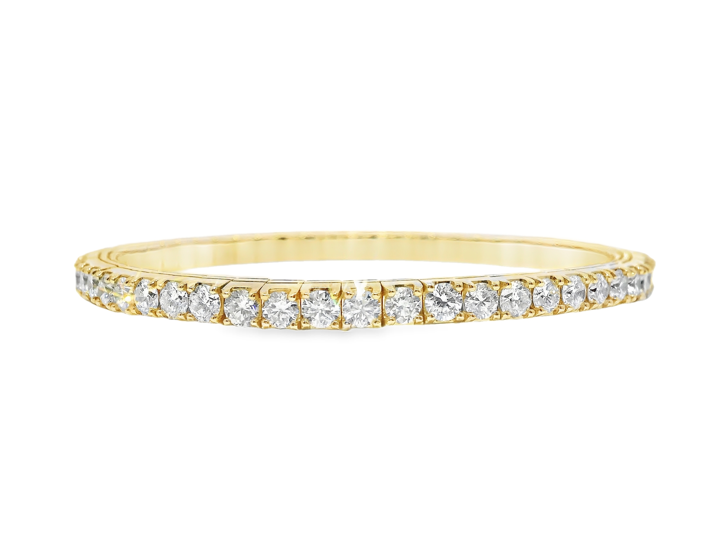 7.17CT Diamond Stretch Bangle 14k Yellow Gold