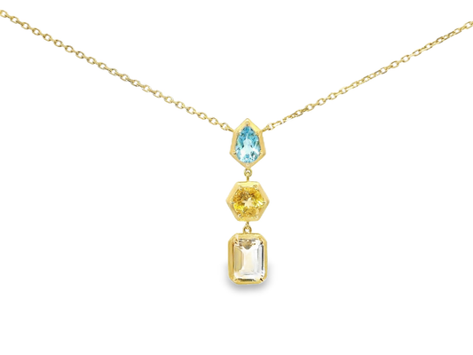 1.87CT Multi Color Pendant 14k Yellow Gold