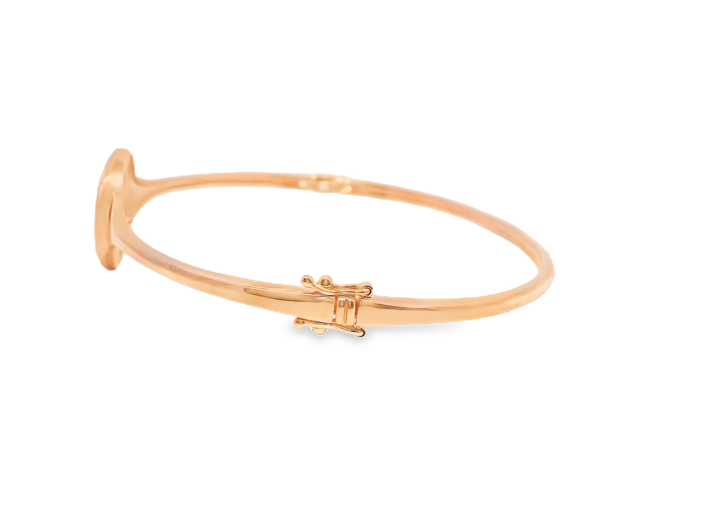 0.07Ct Diamond 3.32Ct Pink Mother of Pearl Bangle 14k Gold