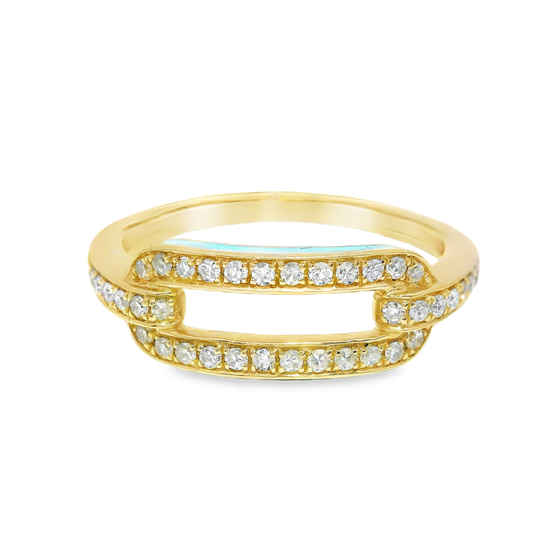 0.28CT Diamond Ring with Turquoise 14k Yellow Gold
