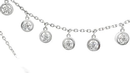 0.75CT Diamond Bezel Drop Necklace 14k White Gold