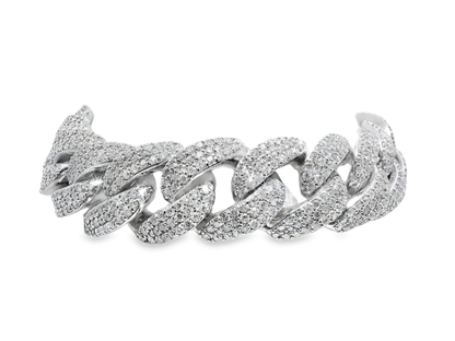 11.80CT Diamond Chain Link Bracelet 14k White Gold