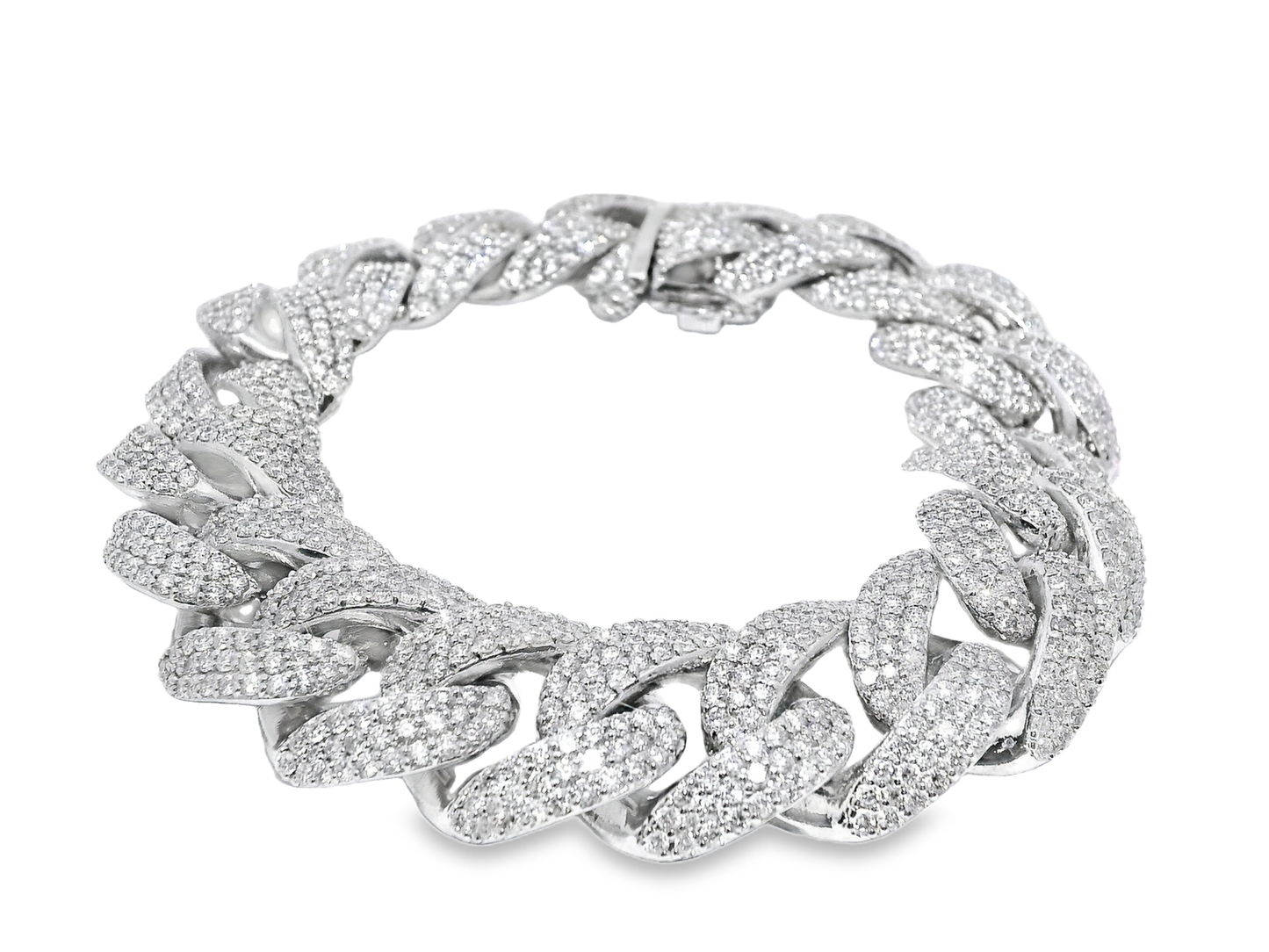 11.80CT Diamond Chain Link Bracelet 14k White Gold
