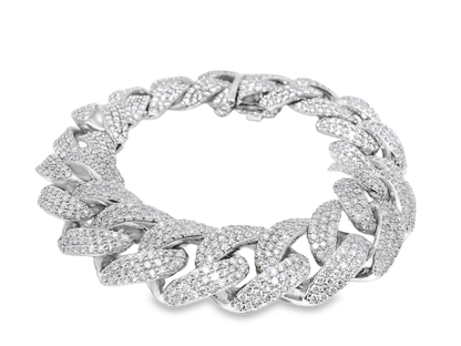 11.80CT Diamond Chain Link Bracelet 14k White Gold