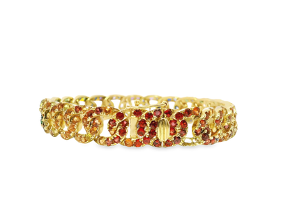 11.37CT Mixed Sapphire Bracelet 14k Yellow Gold