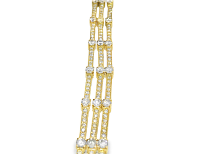 5.84CT Diamond 3 Row Bracelet 14k Yellow Gold