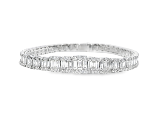 7.16Ct Emerald Cut Diamond Bracelet 18k White Gold