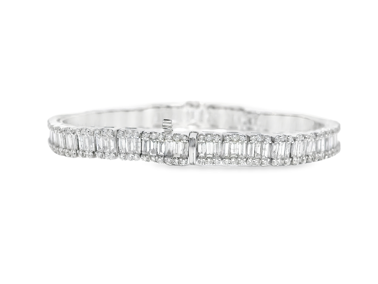 7.16Ct Emerald Cut Diamond Bracelet 18k White Gold