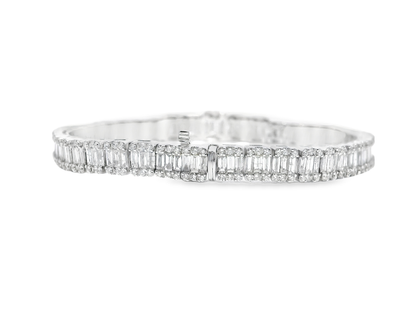 7.16Ct Emerald Cut Diamond Bracelet 18k White Gold