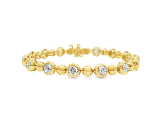 3.01CT Diamond Bezel Bracelet 14k Yellow Gold