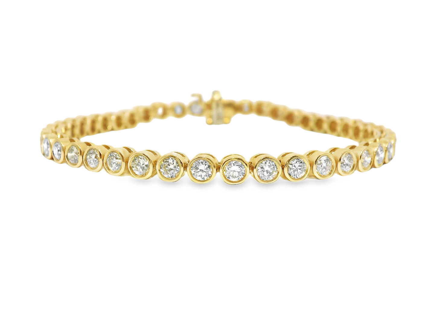 4.09CT Diamond Bezel Bracelet 14k Gold