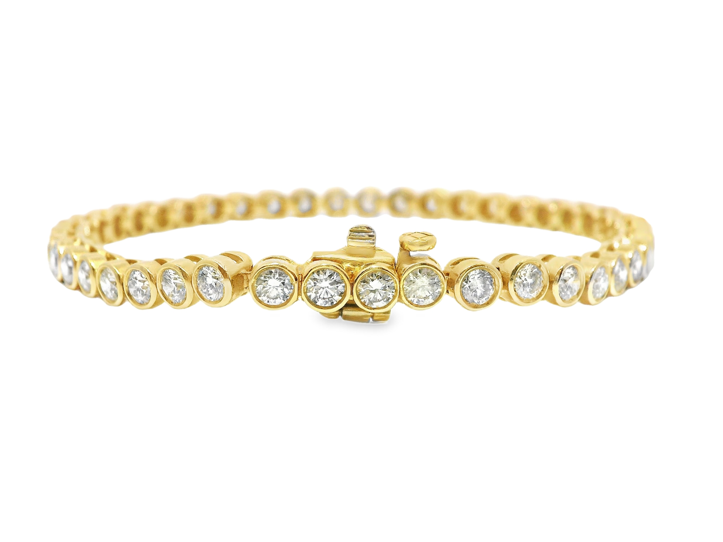 4.09CT Diamond Bezel Bracelet 14k Gold