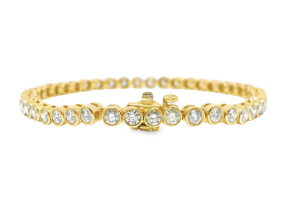 4.09CT Diamond Bezel Bracelet 14k Gold