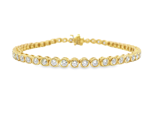3.64CT Diamond Bezel Bracelet 14k Yellow Gold