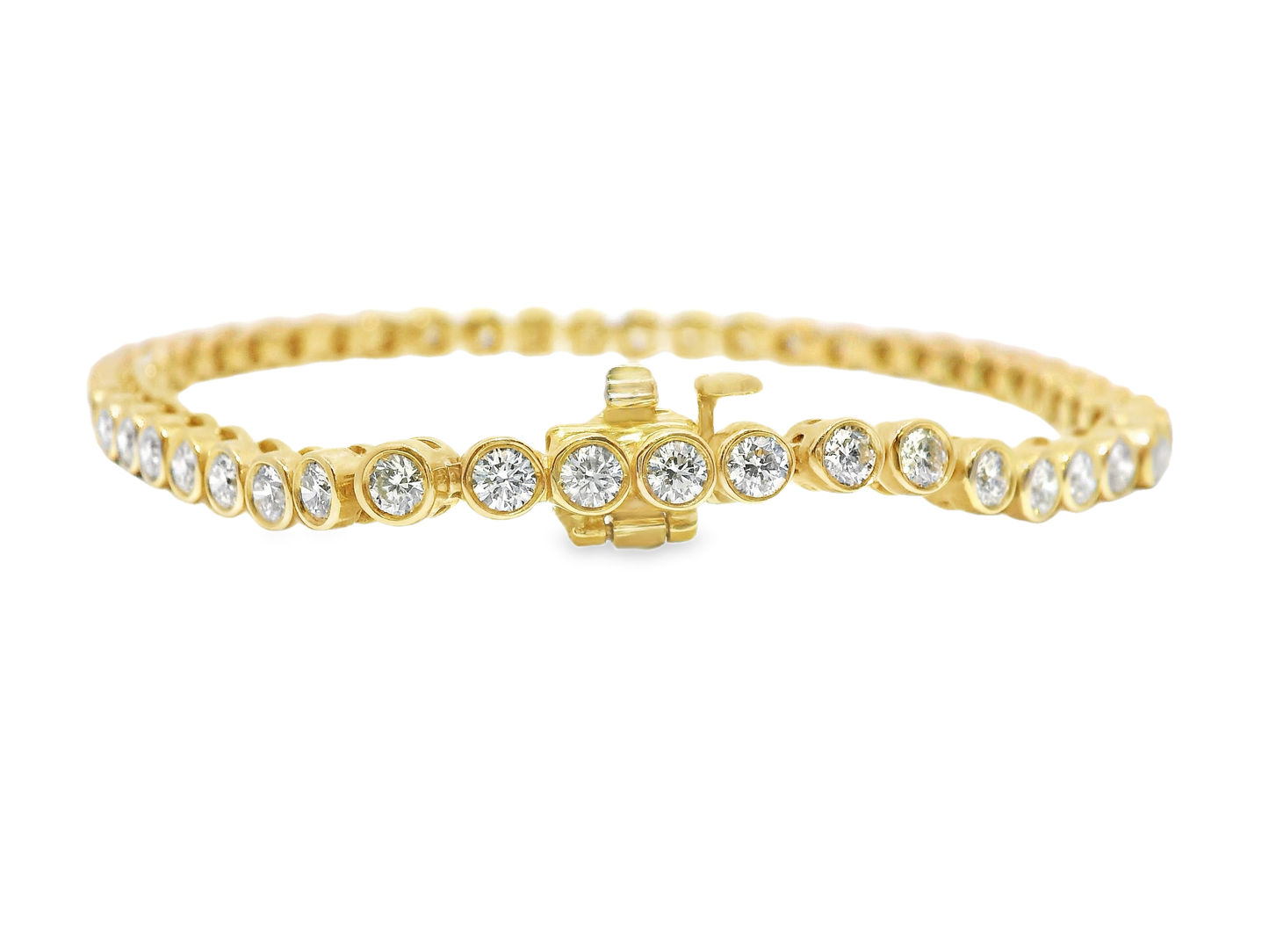 3.64CT Diamond Bezel Bracelet 14k Yellow Gold